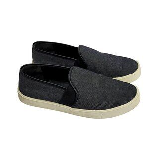 Vince Preston Black Textured Leather Trim Slip On Sneakers US 5 EU 35